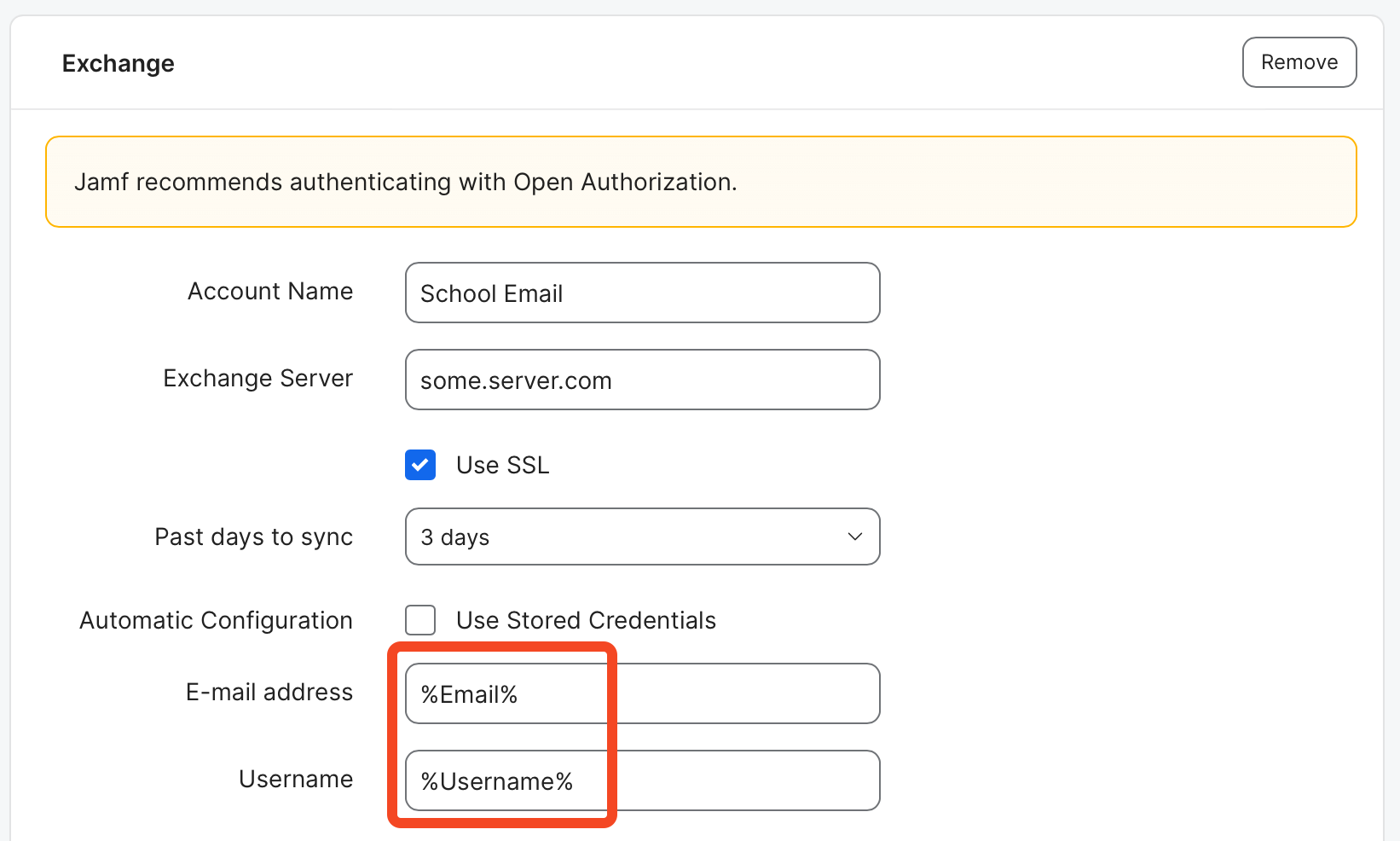 Email Payload in Jamf School Console