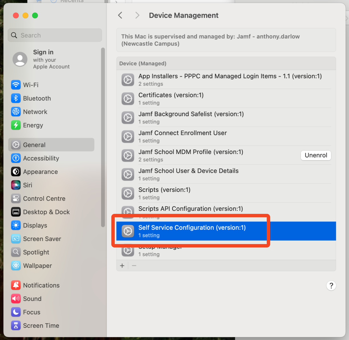 Additional Profiles in System Settings on macOS
